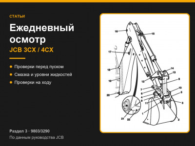 Правила ежедневного осмотра экскаватора-погрузчика