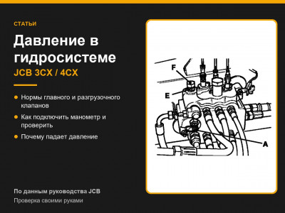 Давление в гидросистеме JCB 3CX: какое должно быть и как проверить