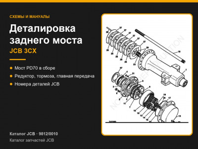 Деталировка заднего моста JCB 3CX — схемы и номера деталей