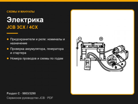 Электрооборудование JCB 3CX и 4CX: предохранители, реле, схемы