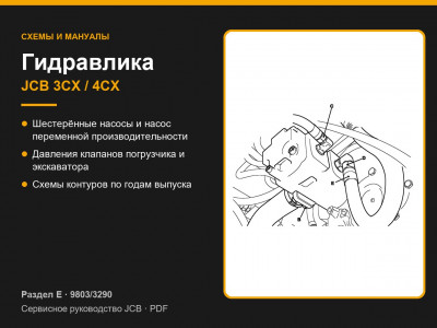 Гидравлика JCB 3CX / 4CX — схемы, насосы и давления клапанов