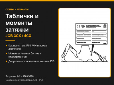 Таблички, номера и моменты затяжки JCB 3CX / 4CX — общие сведения