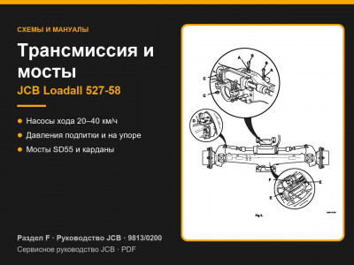 Трансмиссия и мосты JCB Loadall 527-58 — раздел F руководства